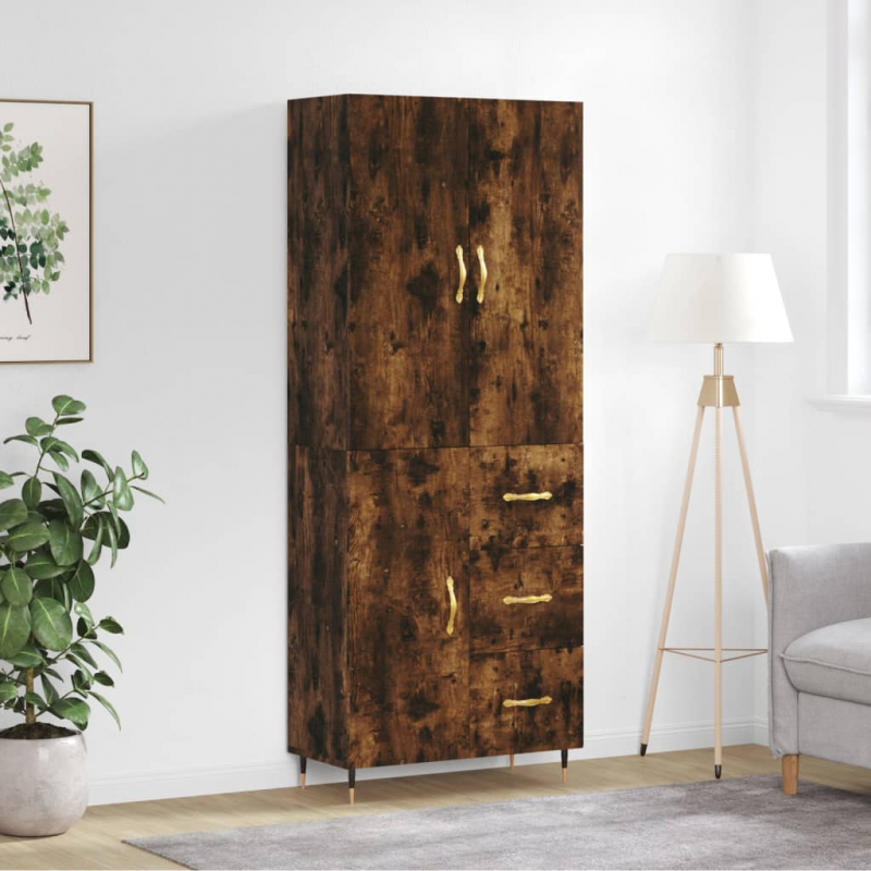 Highboard Räuchereiche 69,5x34x180 cm Holzwerkstoff