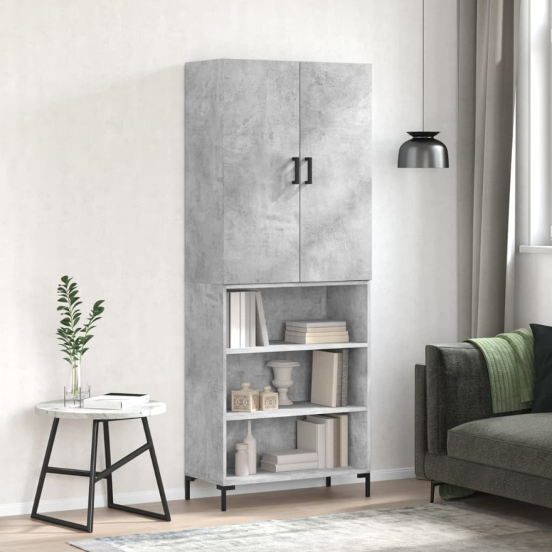 Highboard Betongrau 69,5x34x180 cm Holzwerkstoff