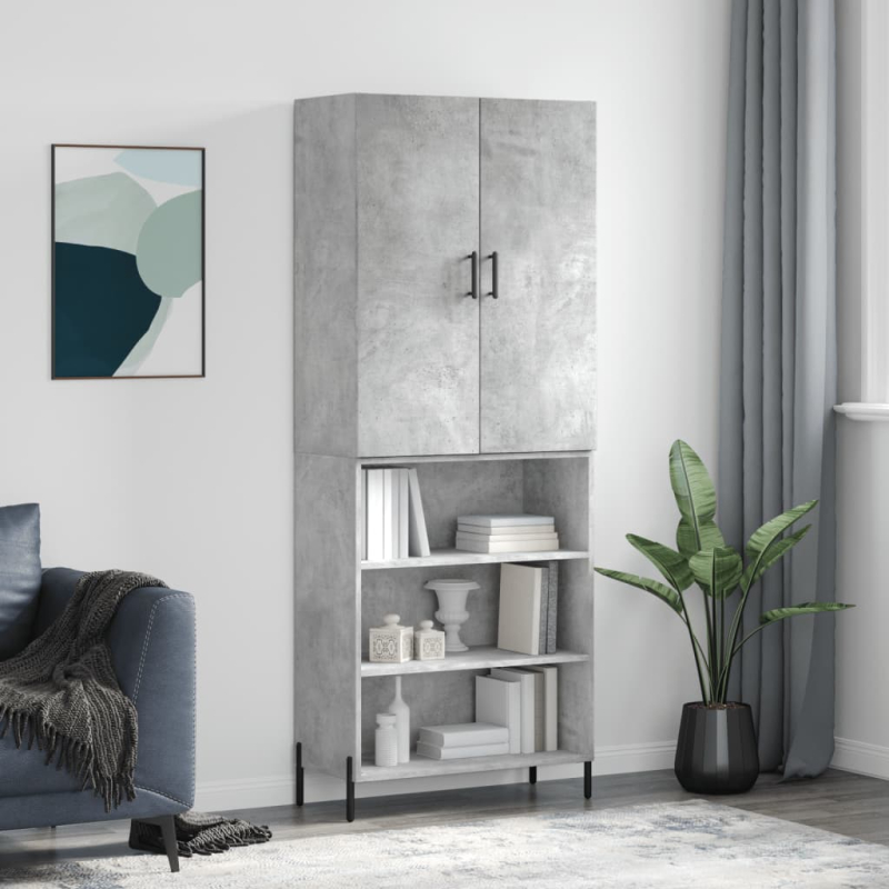 Highboard Betongrau 69,5x34x180 cm Holzwerkstoff