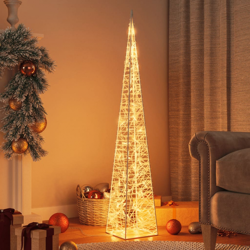 Leuchtkegel Weihnachtsdekoration 60 LEDs Warmweiß 120 cm Acryl