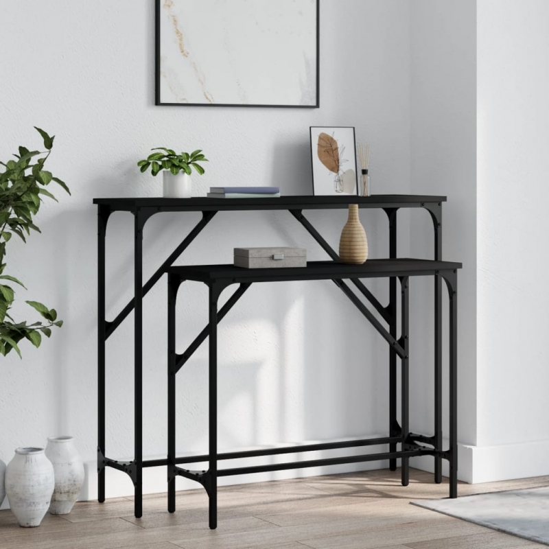 Konsolentische 2 Stk. Schwarz Holzwerkstoff