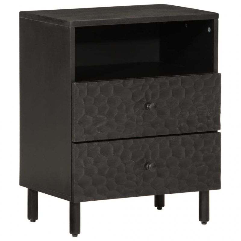 Nachttisch Schwarz 50x33x60 cm Massivholz Mango