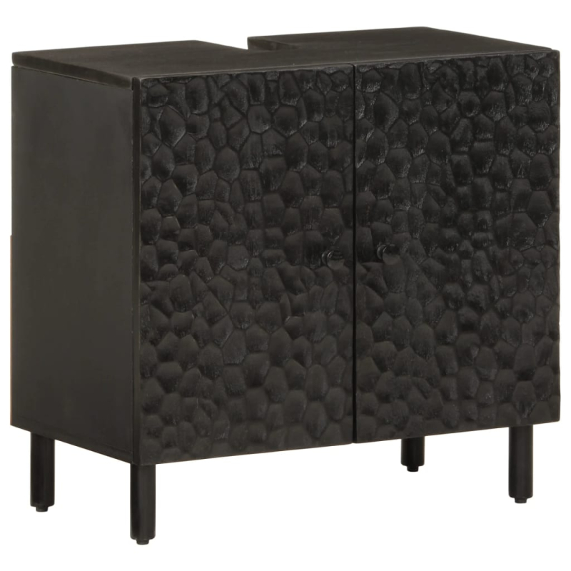 Waschbeckenunterschrank Schwarz 62x33x58 cm Massivholz Mango