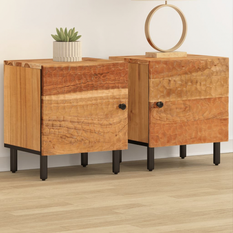 Nachttische 2 Stk. 40x33x46 cm Massivholz Akazie