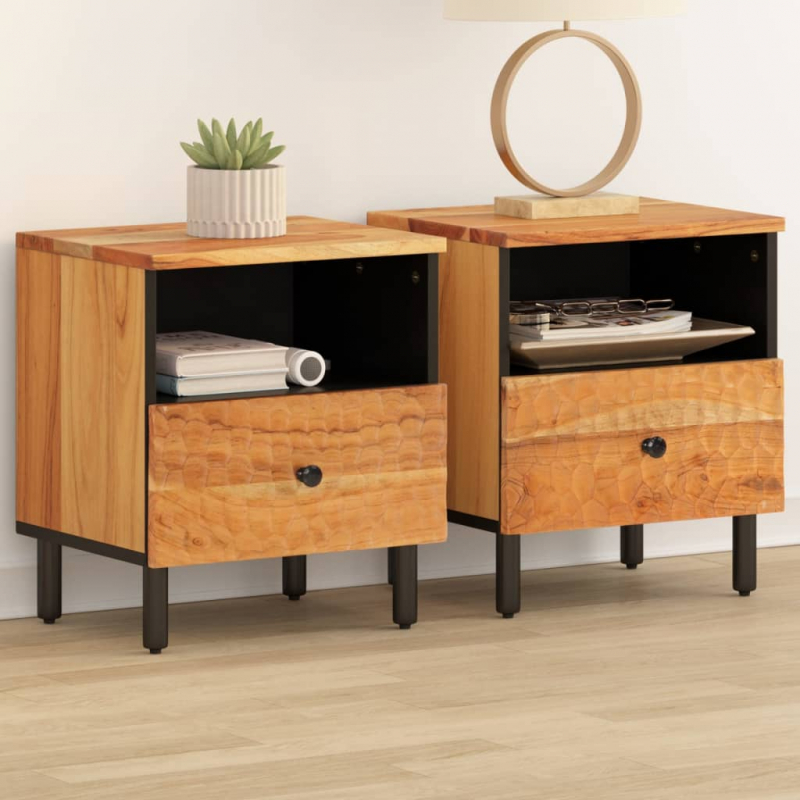 Nachttische 2 Stk. 40x33x46 cm Massivholz Akazie