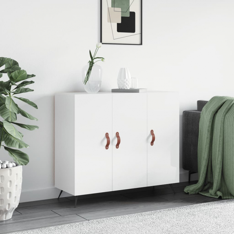 Sideboard Hochglanz-Weiß 90x34x80 cm Holzwerkstoff