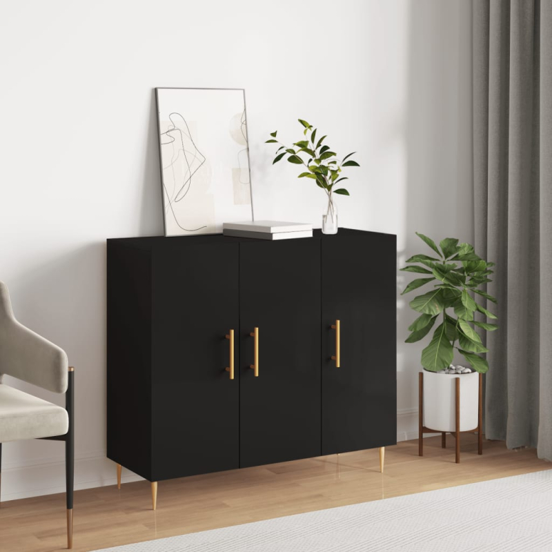 Sideboard Schwarz 90x34x80 cm Holzwerkstoff