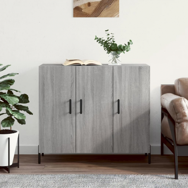 Sideboard Grau Sonoma 90x34x80 cm Holzwerkstoff