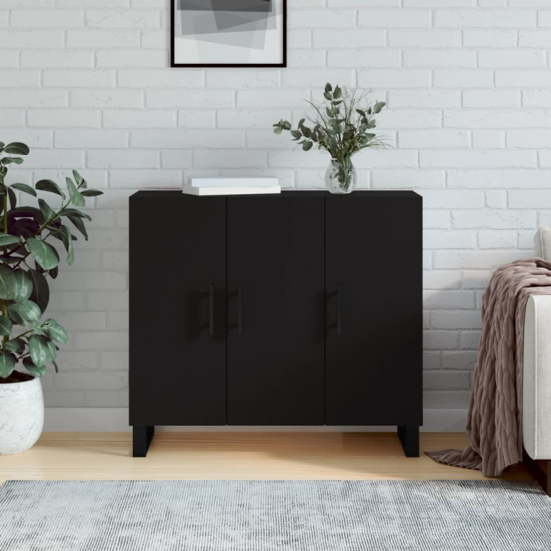 Sideboard Schwarz 90x34x80 cm Holzwerkstoff