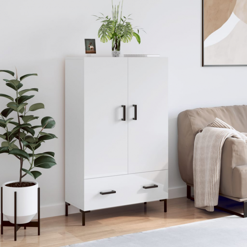 Highboard Hochglanz-Weiß 69,5x31x115 cm Holzwerkstoff