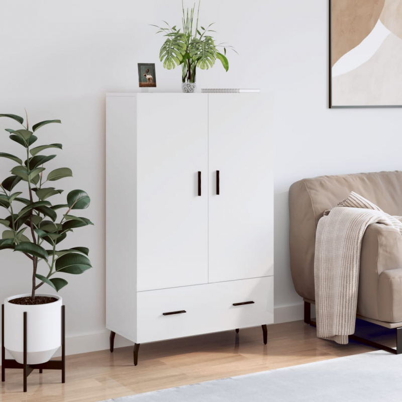 Highboard Hochglanz-Weiß 69,5x31x115 cm Holzwerkstoff