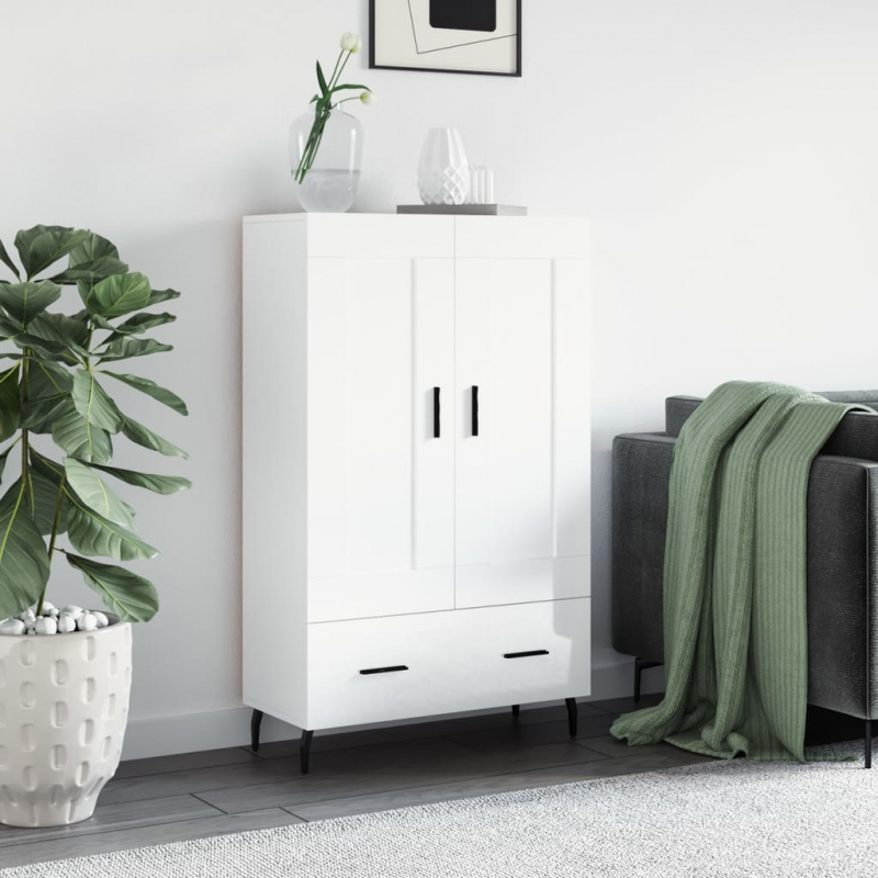 Highboard Hochglanz-Weiß 69,5x31x115 cm Holzwerkstoff