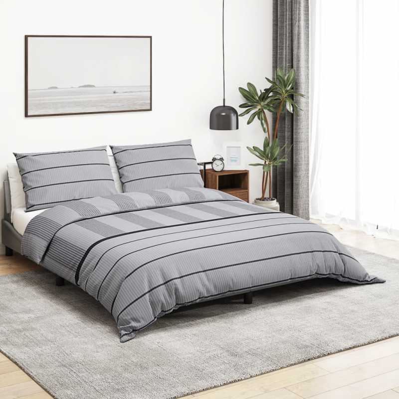 Bettwäsche-Set Grau 135x200 cm Baumwolle
