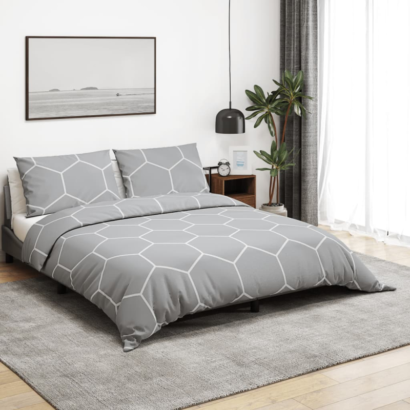Bettwäsche-Set Grau 200x220 cm Baumwolle