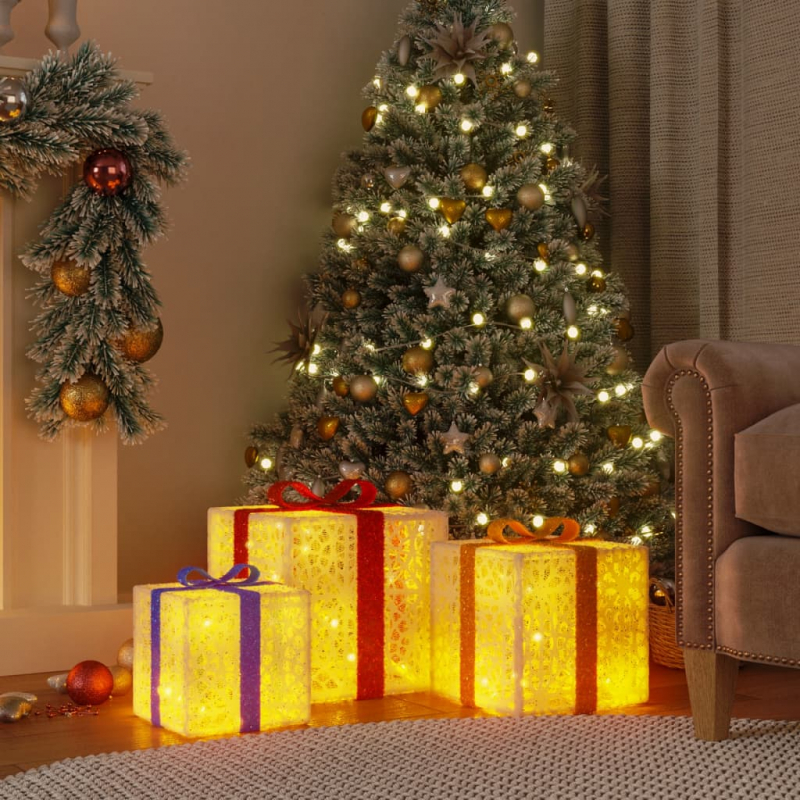 Beleuchtete Geschenkboxen 3 Stk. 64 LEDs Warmweiß
