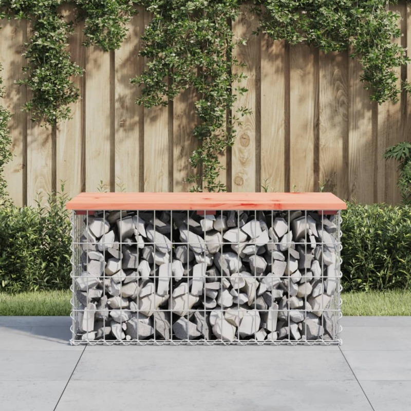 Gartenbank aus Gabionen 83x44x42 cm Massivholz Douglasie