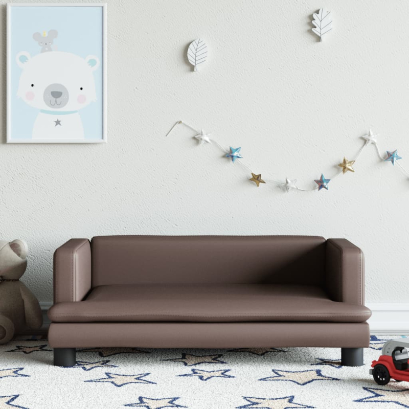 Kindersofa Braun 80x45x30 cm Kunstleder