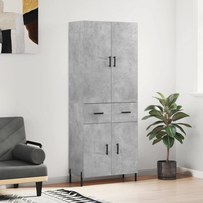Highboard Betongrau 69,5x34x180 cm Holzwerkstoff