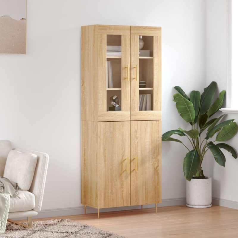 Highboard Sonoma-Eiche 69,5x34x180 cm Holzwerkstoff