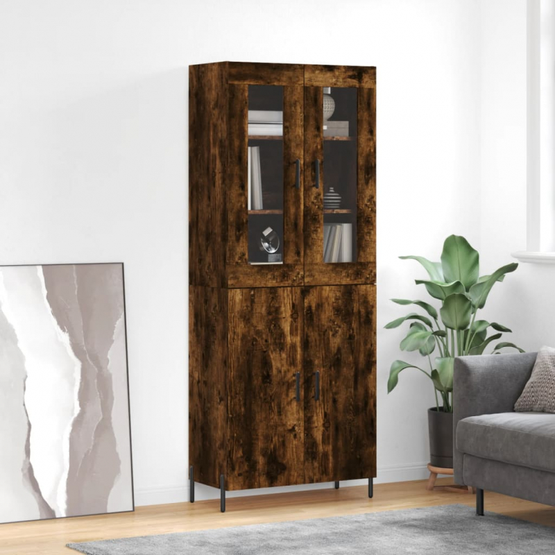 Highboard Räuchereiche 69,5x34x180 cm Holzwerkstoff