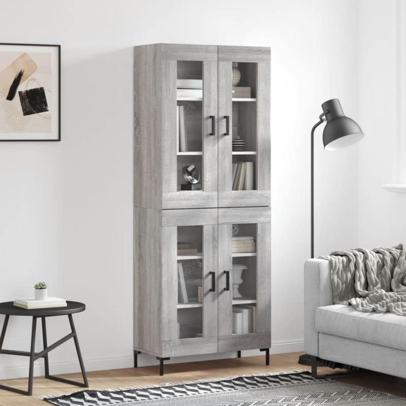 Highboard Grau Sonoma 69,5x34x180 cm Holzwerkstoff