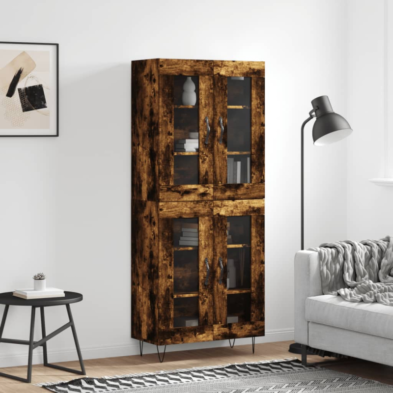 Highboard Räuchereiche 69,5x34x180 cm Holzwerkstoff