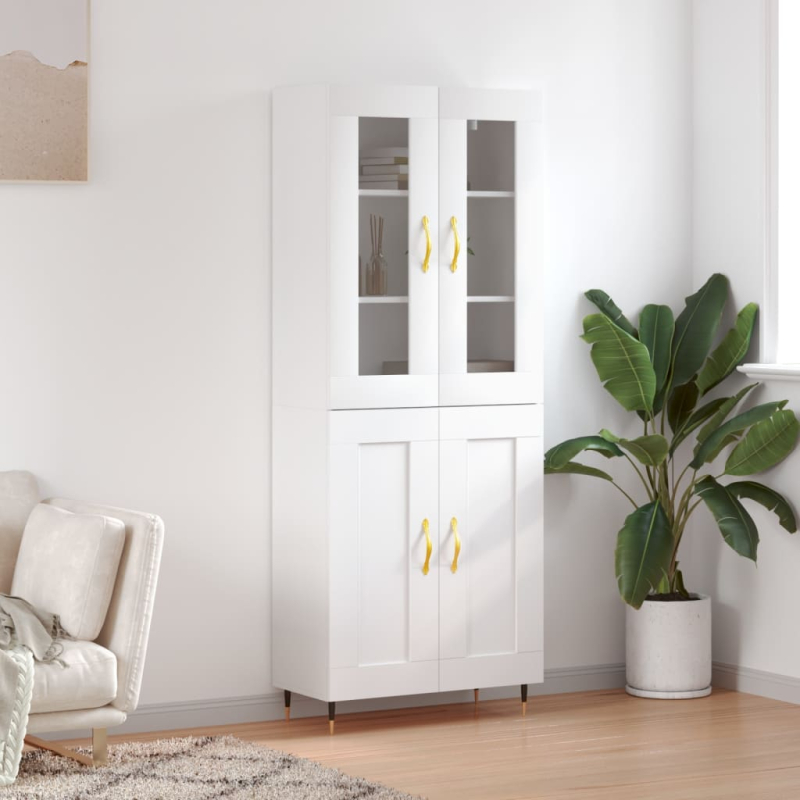 Highboard Weiß 69,5x34x180 cm Holzwerkstoff