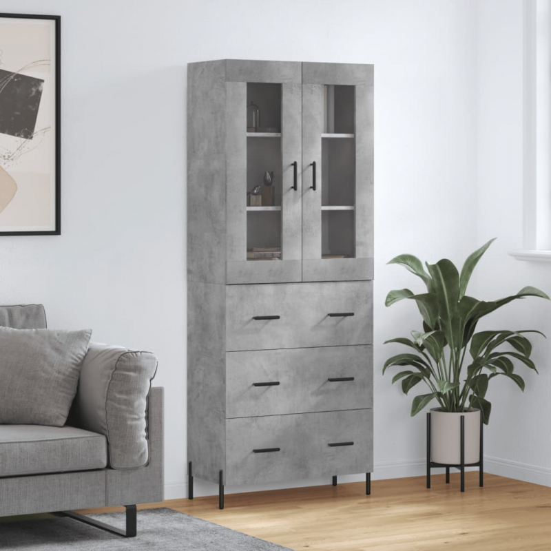 Highboard Betongrau 69,5x34x180 cm Holzwerkstoff