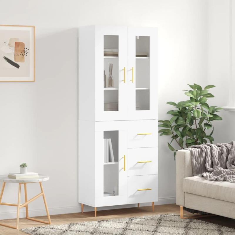 Highboard Weiß 69,5x34x180 cm Holzwerkstoff