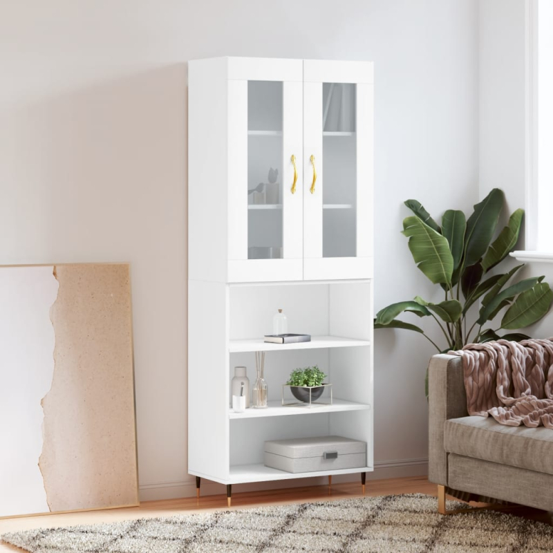 Highboard Weiß 69,5x34x180 cm Holzwerkstoff