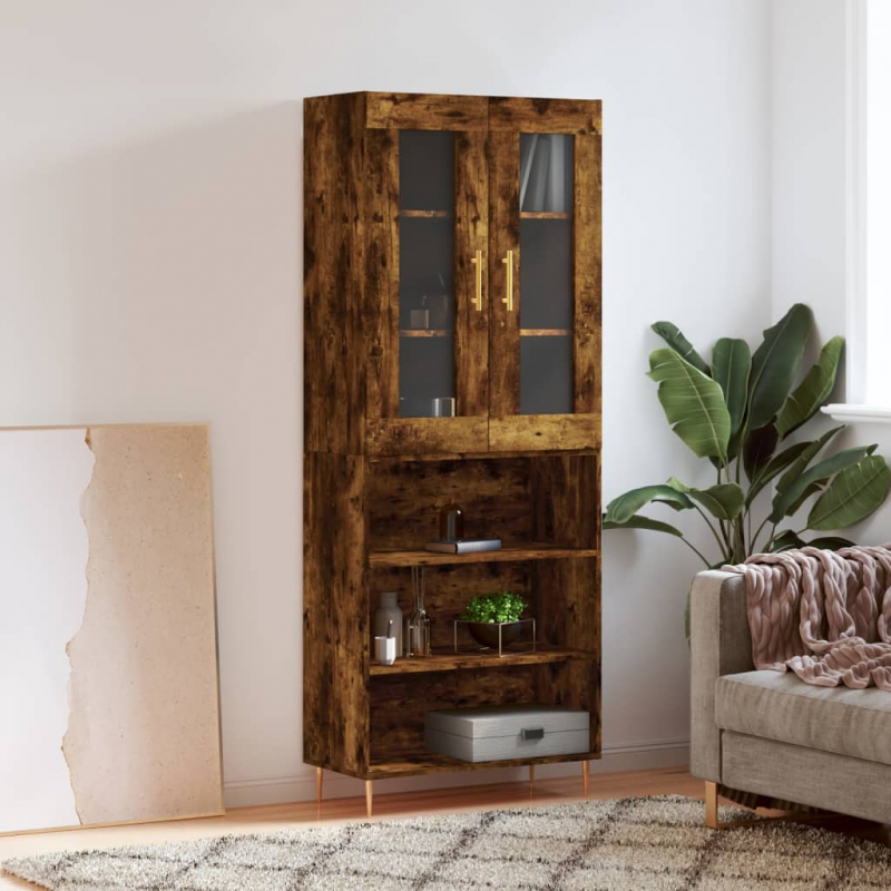 Highboard Räuchereiche 69,5x34x180 cm Holzwerkstoff
