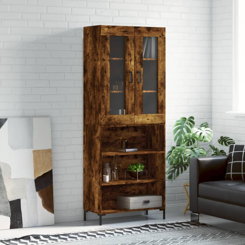 Highboard Räuchereiche 69,5x34x180 cm Holzwerkstoff
