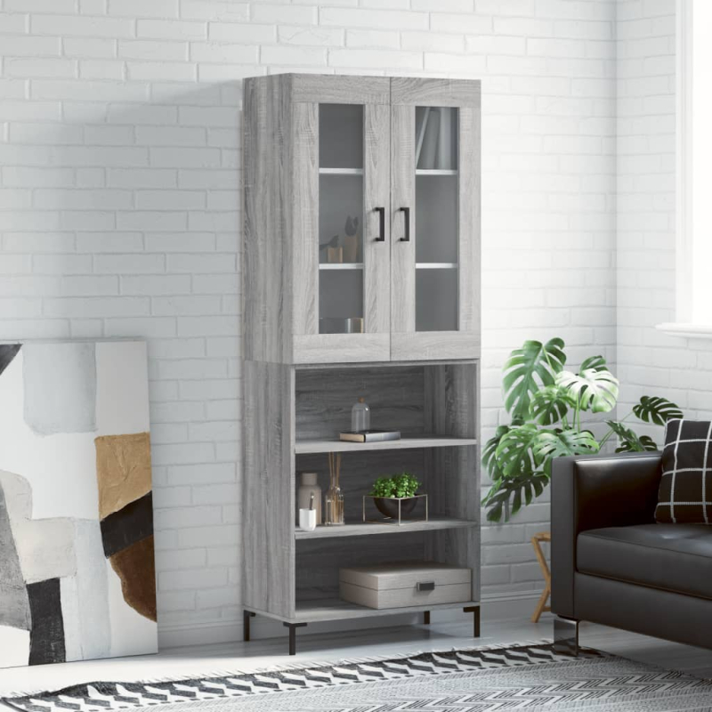 Highboard Grau Sonoma 69,5x34x180 cm Holzwerkstoff