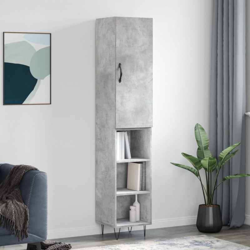 Highboard Betongrau 34,5x34x180 cm Holzwerkstoff