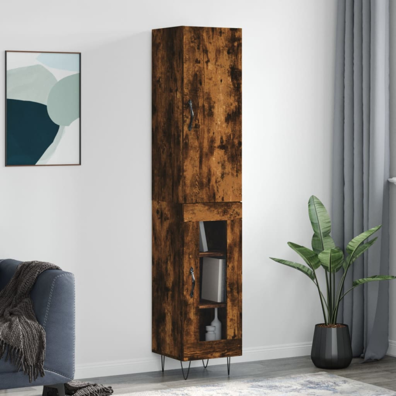 Highboard Räuchereiche 34,5x34x180 cm Holzwerkstoff