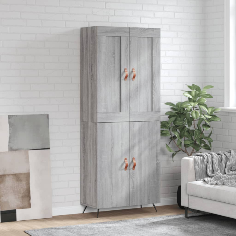 Highboard Grau Sonoma 69,5x34x180 cm Holzwerkstoff