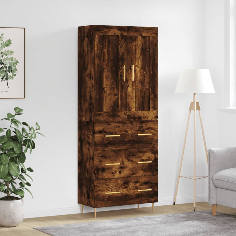 Highboard Räuchereiche 69,5x34x180 cm Holzwerkstoff