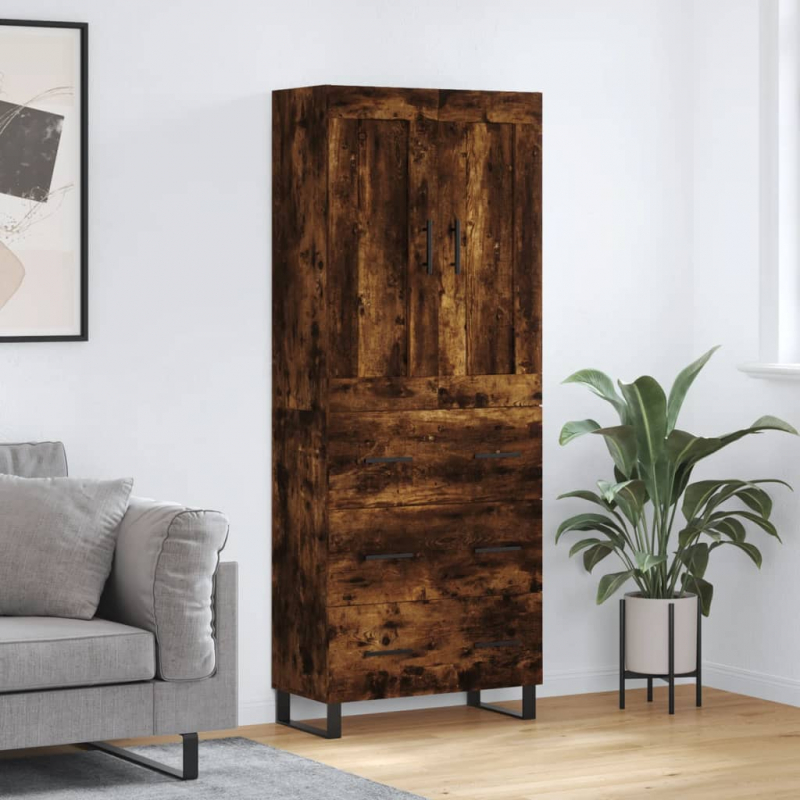 Highboard Räuchereiche 69,5x34x180 cm Holzwerkstoff