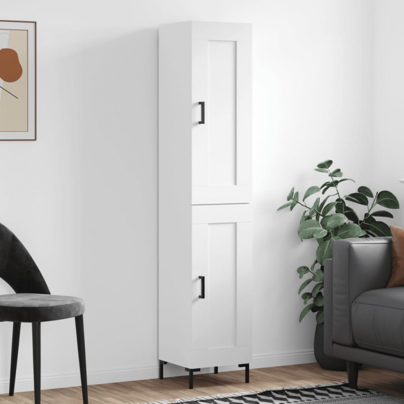 Highboard Hochglanz-Weiß 34,5x34x180 cm Holzwerkstoff