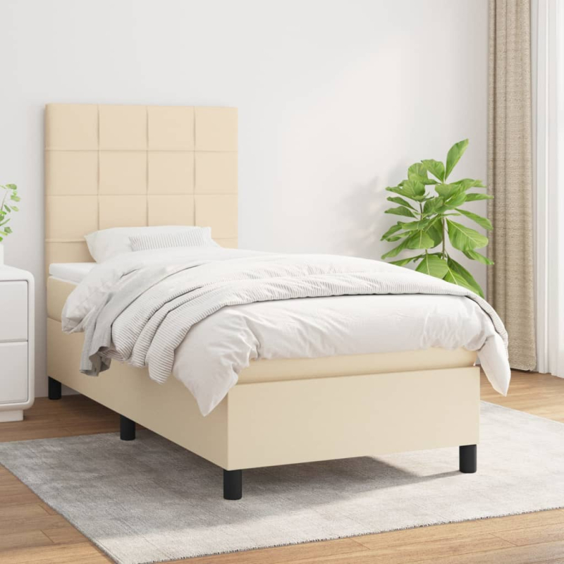 Boxspringbett mit Matratze Creme 90x190 cm Stoff