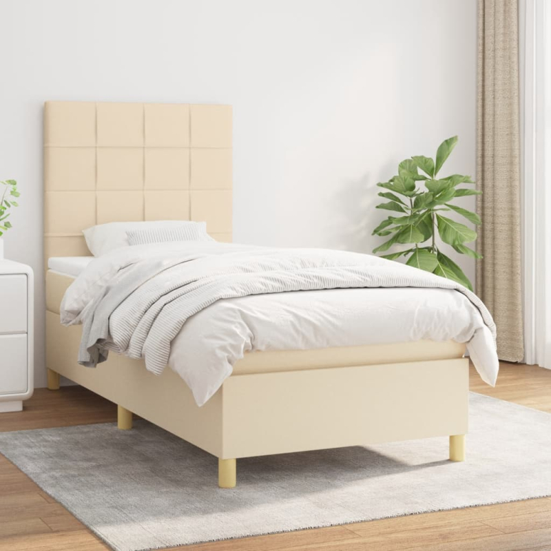 Boxspringbett mit Matratze Creme 90x200 cm Stoff