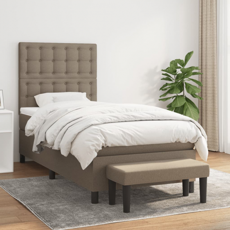 Boxspringbett mit Matratze Taupe 80x200 cm Stoff