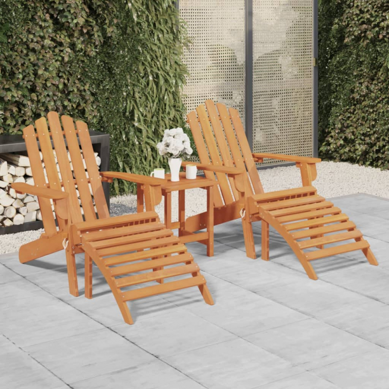 Adirondack-Gartenstühle mit Fußteilen 2 Stk. Massivholz Akazie