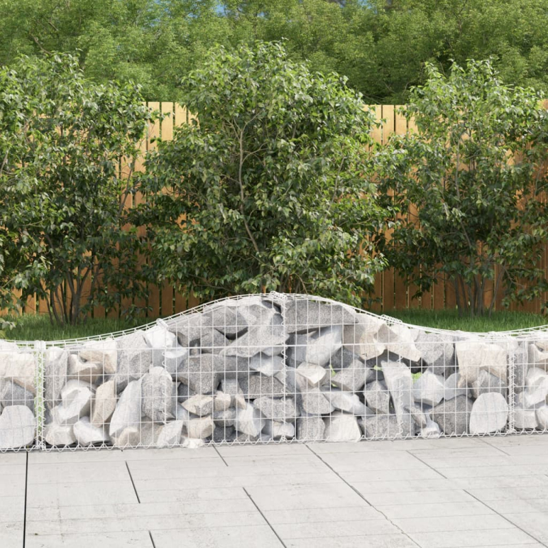 Gabionen mit Hochbogen 13 Stk. 200x30x40/60 cm Verzinktes Eisen