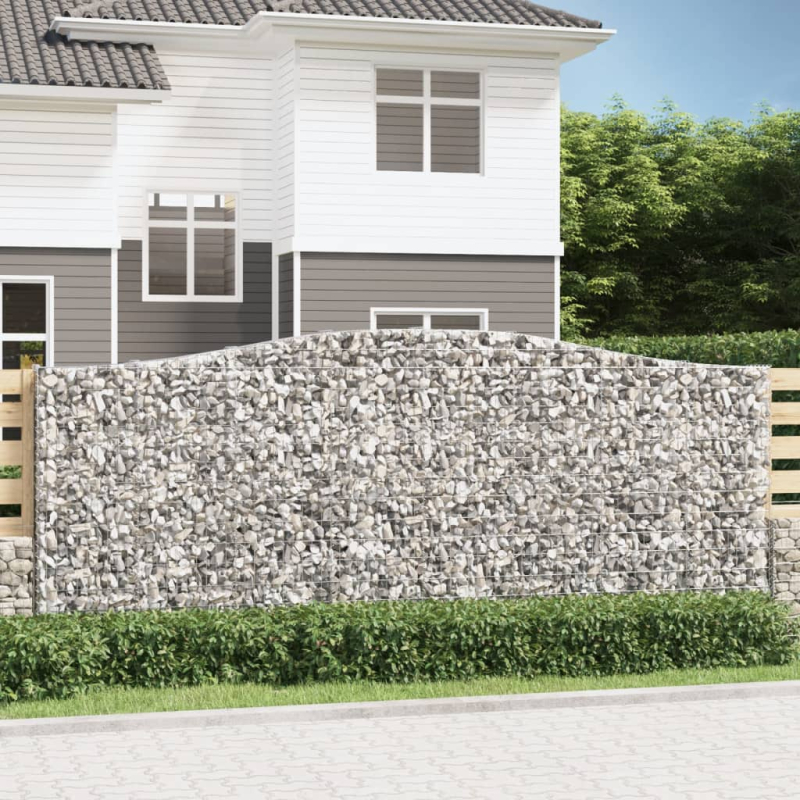 Gabionen mit Hochbogen 2 Stk. 400x30x160/180cm Verzinktes Eisen