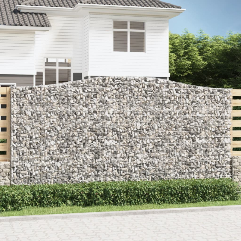 Gabionen mit Hochbogen 2 Stk. 400x30x200/220cm Verzinktes Eisen