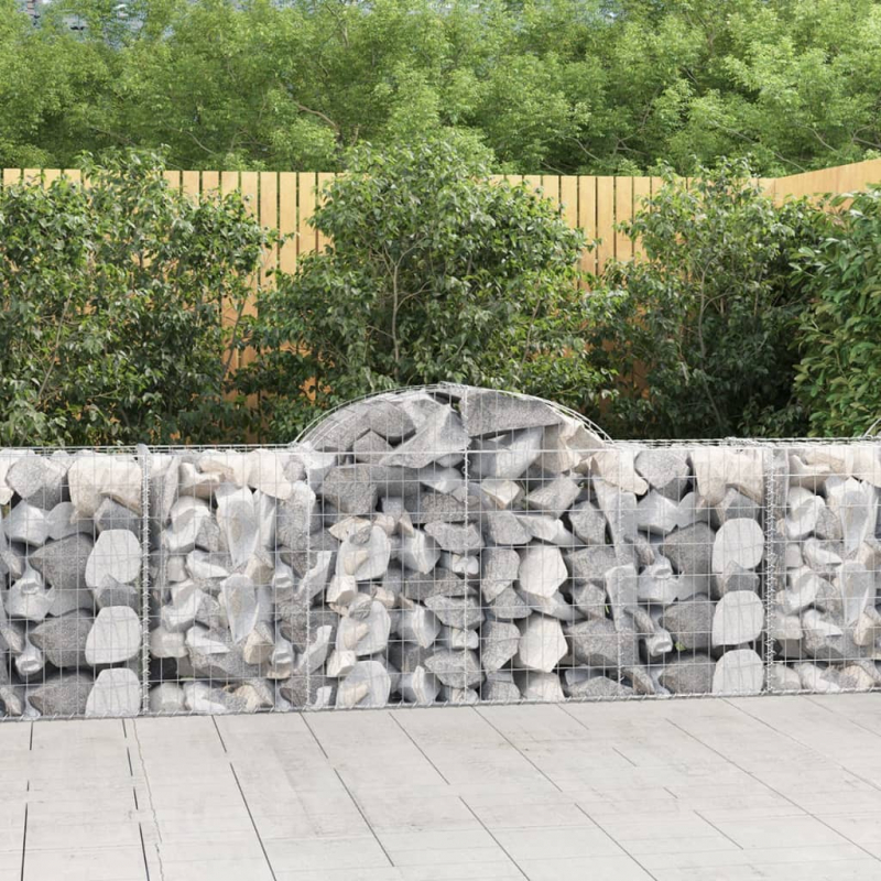 Gabionen mit Hochbogen 13 Stk. 200x50x80/100cm Verzinktes Eisen