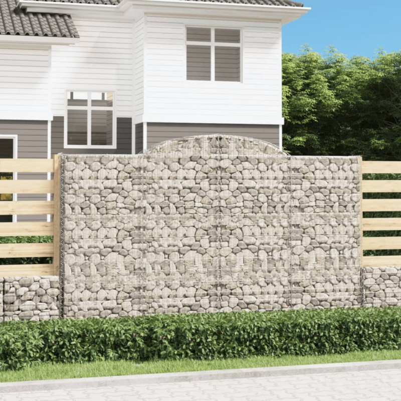 Gabionen mit Hochbogen 2 Stk. 300x30x180/200cm Verzinktes Eisen