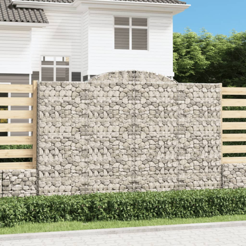 Gabionen mit Hochbogen 2 Stk. 300x30x200/220cm Verzinktes Eisen