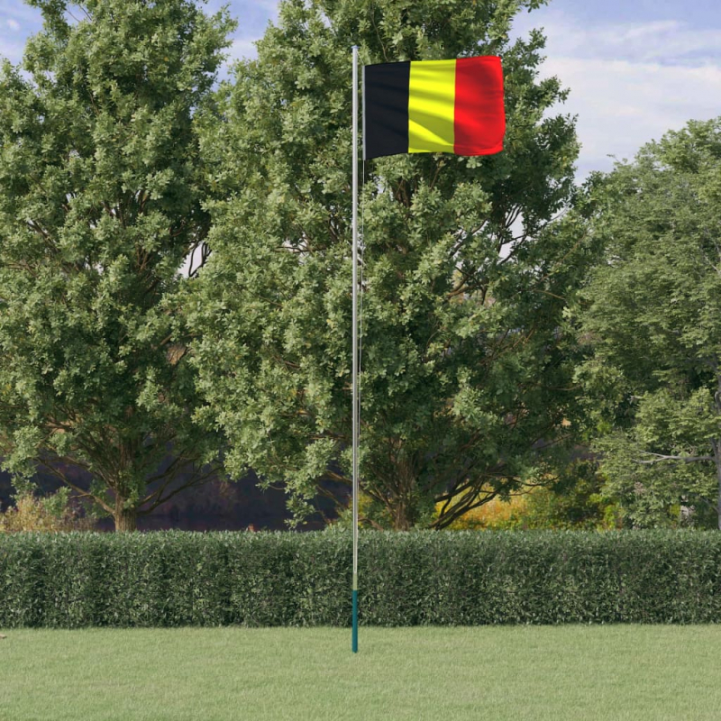 Belgische Flagge mit Mast 6,23 m Aluminium